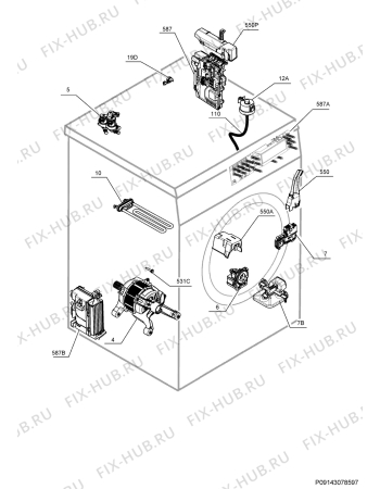 Взрыв-схема стиральной машины Electrolux EWF1698HEW - Схема узла Electrical equipment 268